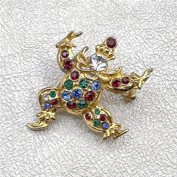 MULTICOLOUR RHINESTONE CLOWN BROOCH LAPEL PIN