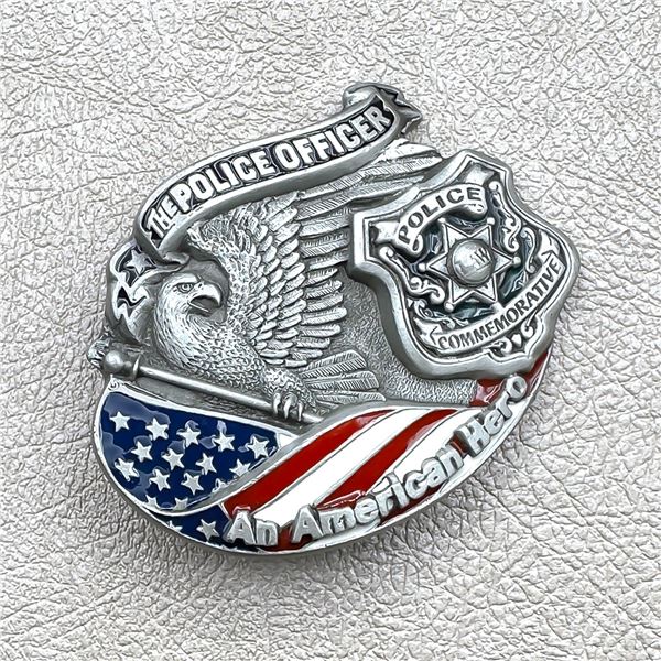 THE POLICE OFFICER AMERICAN HERO BELT BUCKLE