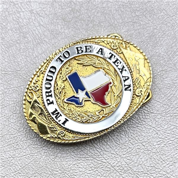 I'M PROUD TO BE A TEXAN COMMEMORATIVE BUCKLE