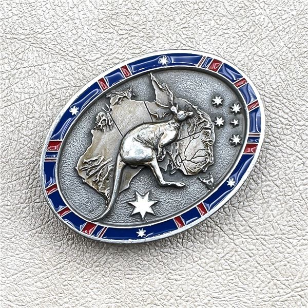 AUSTRALIA MAP AUSTRALIAN KANGAROO BELT BUCKLE