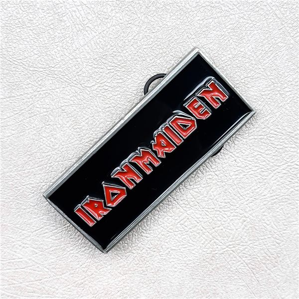 IRON MAIDEN RECTANGULAR LOGO BELT BUCKLE