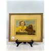 Image 1 : Vintage 'Comrades' lithograph print - girl in yellow with spaniel