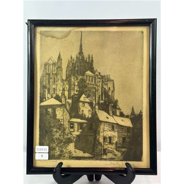 'Mont St. Michel' etching pencil-signed Dorothy Sherman