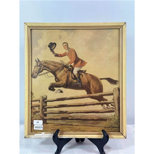 Vintage Equestrian Print – Huntsman Tipping His Hat Over a Fence