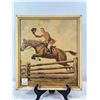 Image 1 : Vintage Equestrian Print – Huntsman Tipping His Hat Over a Fence