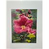 Image 2 : Original Batik Watercolor of a Pink Hollyhock Blossom