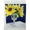Image 2 : W. Vik Original Watercolor — Sunflowers in Crystal Goblet, Framed