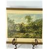 Image 2 : Framed Vintage Print — English Pastoral River & Stone Bridge Scene