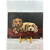 Image 1 : Antique Oil Painting of Two Cocker Spaniel Puppies — Signed A.v.C.L. 1947