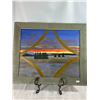 Image 1 : Original Acrylic — Winter Sunset Landscape with Gold Diamond Motif