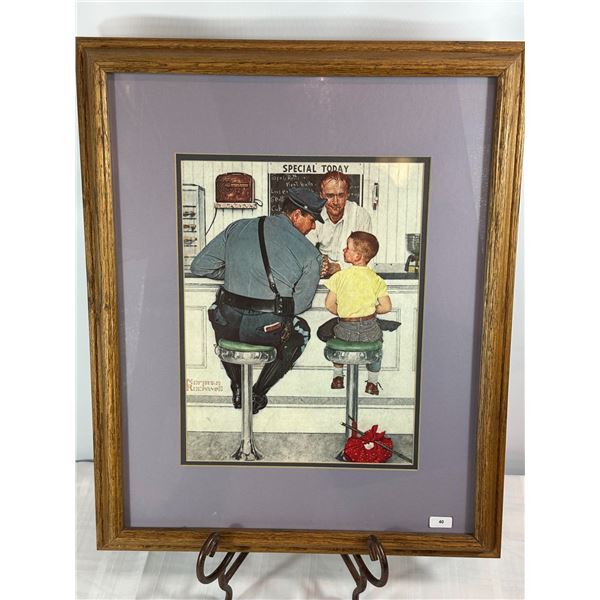 Framed Norman Rockwell Print — 'The Runaway' (Diner Scene)