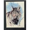 Image 2 : Original Watercolor — Bobcat with Pussy Willows by Randy Fehr