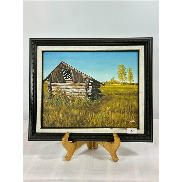 Original Oil Painting — Abandoned Log Cabin by W. Vik