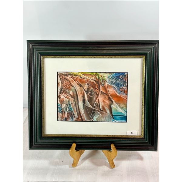 Original Encaustic Art — Copper & Blue Abstract by Vik