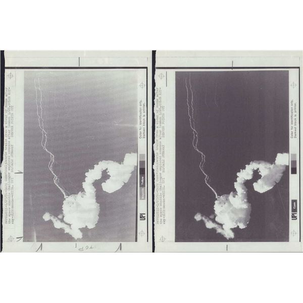 Space Shuttle Challenger Disaster and Christa McAuliffe News Service Printer Proofs and Memorabilia