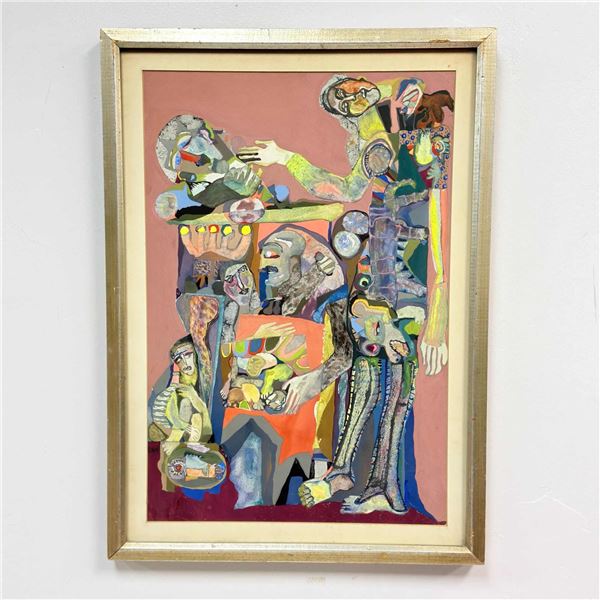 Paul Shimon (American, 1922-2011) Abstract Figural Composition, Mixed Media on Paper