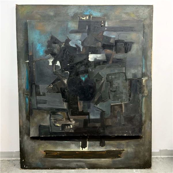 Pablo Agudelo (Colombian, 20th Century), Mensaje, Mid-Century Abstract Oil on Overlaid Canvases