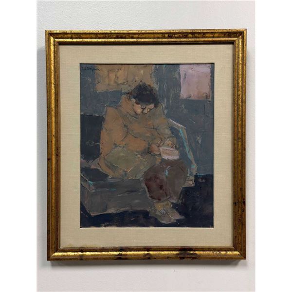 Hank Virgona (American, 1929-2019), Seated Figure, Oil on Board