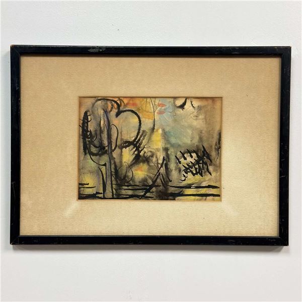 Lieber, Abstract Expressionist Watercolor and Ink on Paper