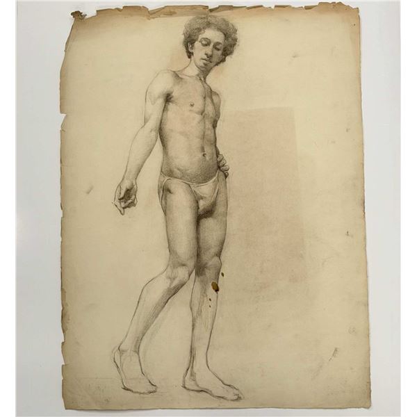 Angelo Comolli (Italian, 1863-1949), Male Figure Drawing