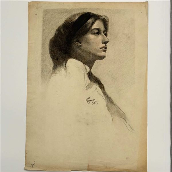 Angelo Comolli (Italian, 1863-1949), Profile Portrait of a Young Woman, 1912