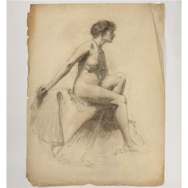 Angelo Comolli (Italian, 1863-1949), Seated Female Nude Study, ca. 1911-1913