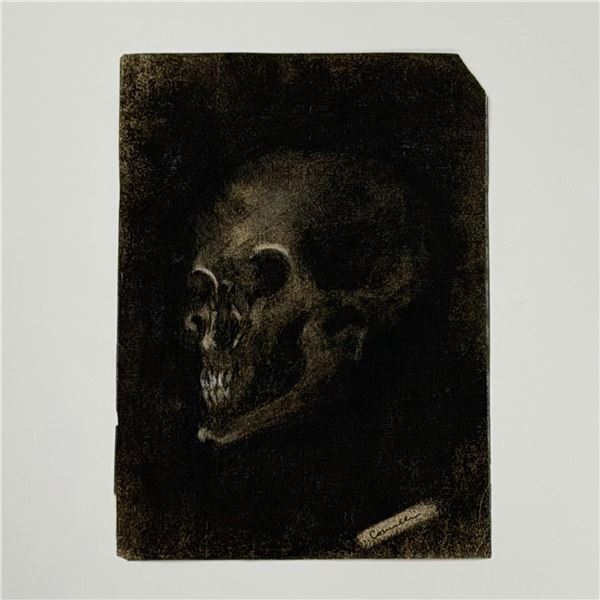 Angelo Comolli (Italian, 1863-1949), Skull Study, Charcoal Drawing, ca. 1911-1913