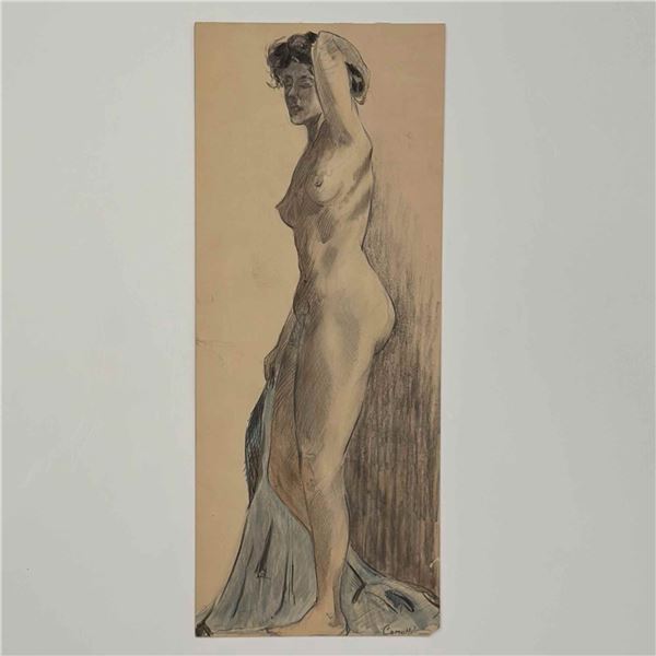 Angelo Comolli (Italian, 1863-1949), Standing Female Nude Drawing, ca. 1911-1913