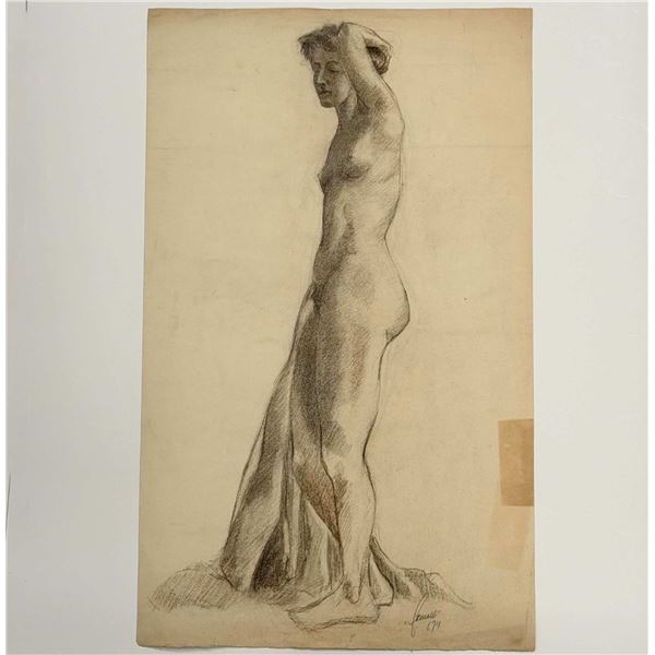 Angelo Comolli (Italian, 1863-1949), Standing Female Nude Life Study