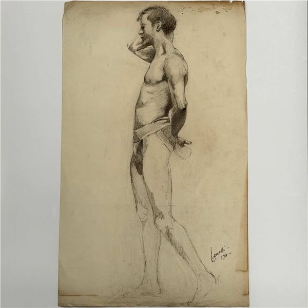 Angelo Comolli (Italian, 1863-1949), Standing Male Nude Study, 1910