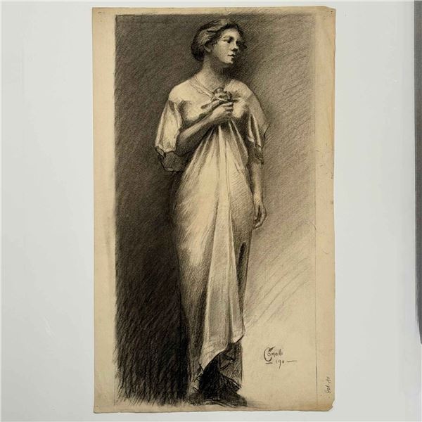 Angelo Comolli (Italian, 1863-1949), Standing Woman in Classical Dress, 1911
