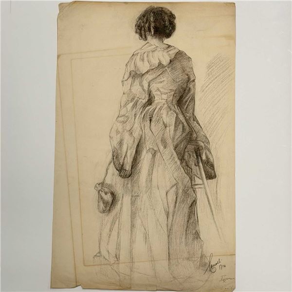 Angelo Comolli (Italian, 1863-1949), Study of a Standing Woman from Behind, ca. 1911-1913