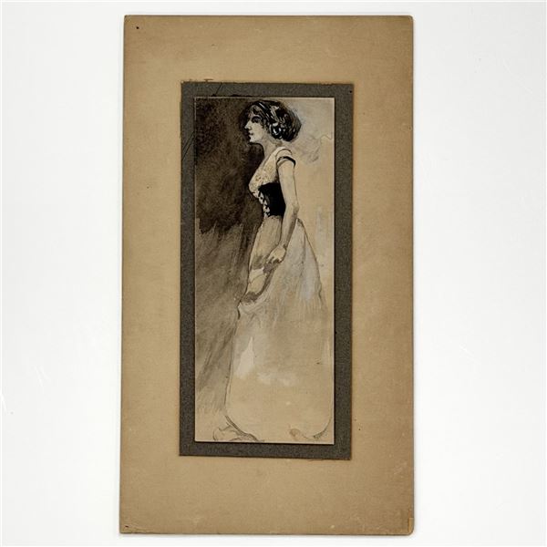 Angelo Comolli (Italian, 1863-1949), Two Figurative Drawings on Board, ca. 1911-1913