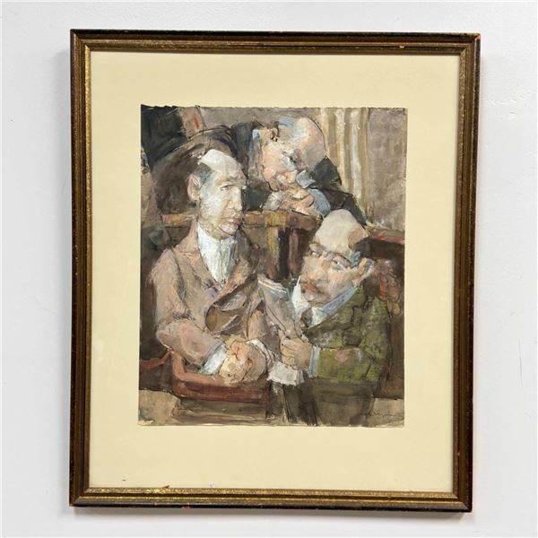 Hank Virgona (American, 1929-2019), Framed Original Mixed Media Courtroom Scene