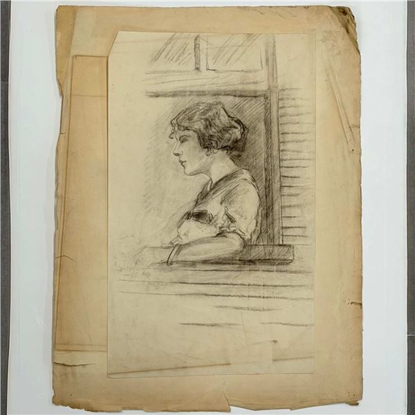 Two Original Drawings on Paper by Angelo Comolli, Eric Pape School of Art, ca. 1911-1913