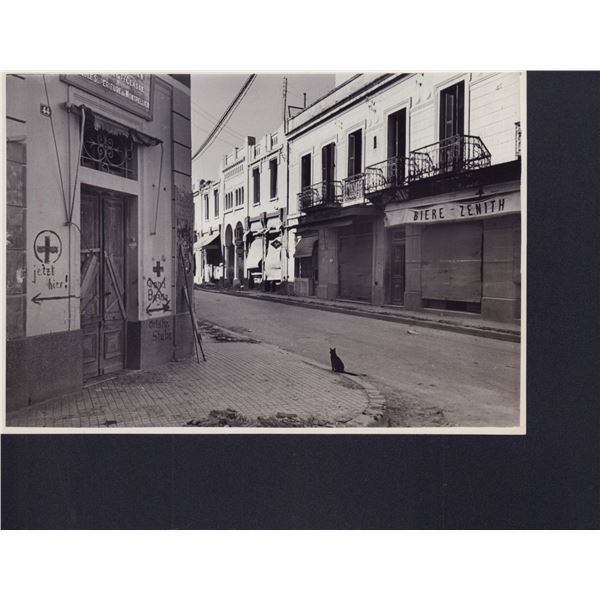 Gelatin Silver Print by Eliot Elisofon, Street Scene with Black Cat and Graffiti