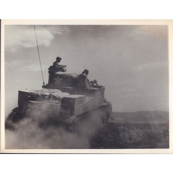 2pc Eliot Elisofon (American, 1911-1973), WWII Gelatin Silver Prints, Tank and Burning Aircraft