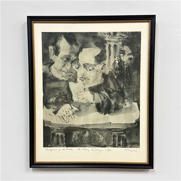 Hank Virgona (American, 1929-2019), Confessions at the Bench, Framed Print