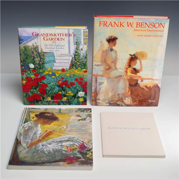 Lot of 4 American Impressionism and Garden Theme Hard and Softcover Books, Various Publishers, 1992-
