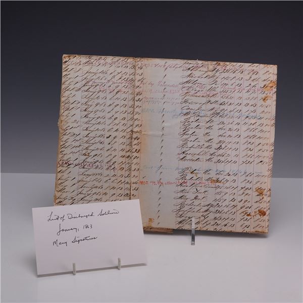 American Civil War Manuscript. 1863 Payroll of Discharged Soldiers