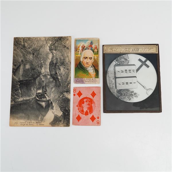 4pc Ephemera, IOOF Magic Lantern Slide and a Al Jolson Playing Card