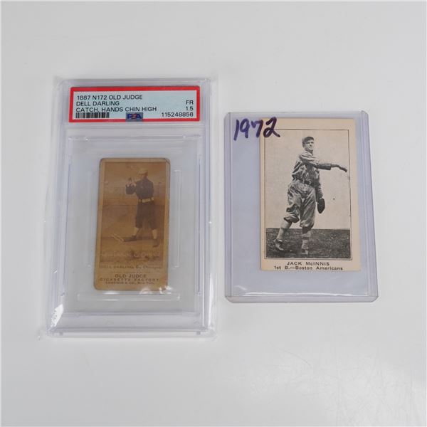 2pc Sporting Cards, 1887 N172 Old Judge Dell Darling and 1972 TCMA Jack McInnis