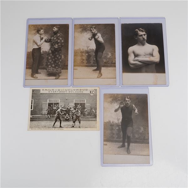 5pc Boxing Photo Postcard Collection