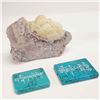 Image 1 : 3pc Stone Carved Laughing Buddha Figurine and Tibetan Turquoise-Colored Stone Amulets