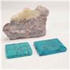 Image 2 : 3pc Stone Carved Laughing Buddha Figurine and Tibetan Turquoise-Colored Stone Amulets