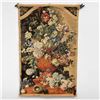 Image 1 : Large Jacquard Woven Floral Tapestry Wall Hanging with Metal Rod