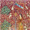 Image 2 : Serigraphic Tapestry Wall Hanging after the 1500s Lady and the Unicorn, Titled The Touch
