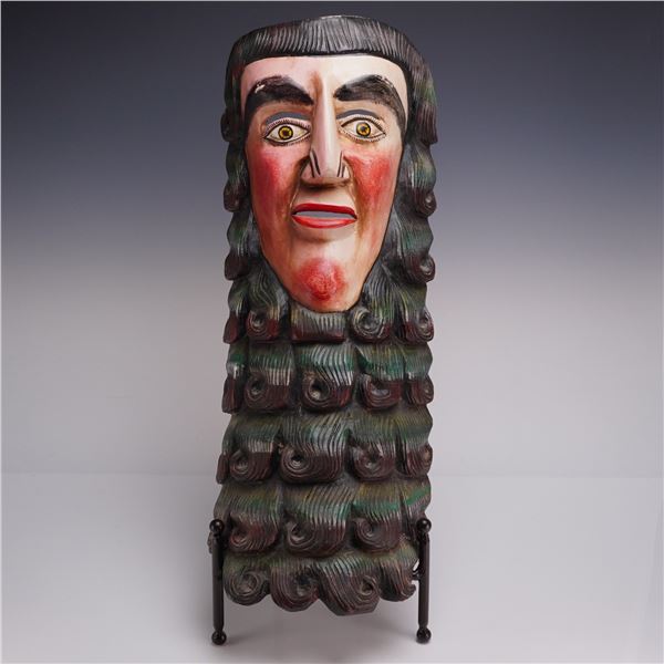 Mexican Guerrero Hand-Carved and Polychrome Wood Folk Art Dance Mask