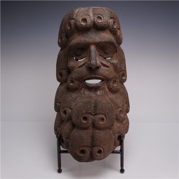 Mexican Guerrero Hand-Carved Wood Folk Art Dance Mask
