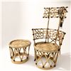Image 1 : 2pc Handmade Huichol Folk Art Pieces, Shaman's Chair (Uweni) and Side Table